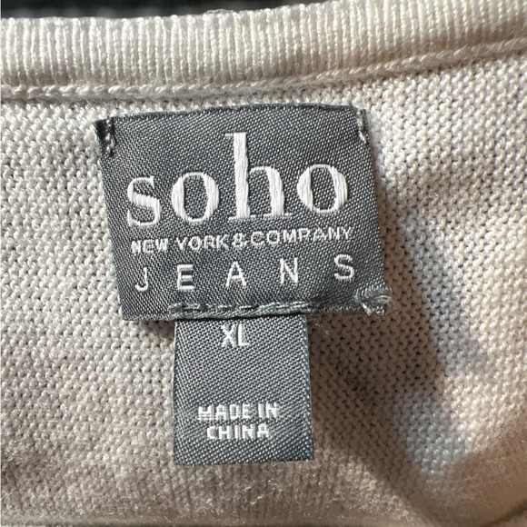 Soho jeans EUC black tan and white block lightweight crew neck sweater. X-Large - Picture 2 of 5